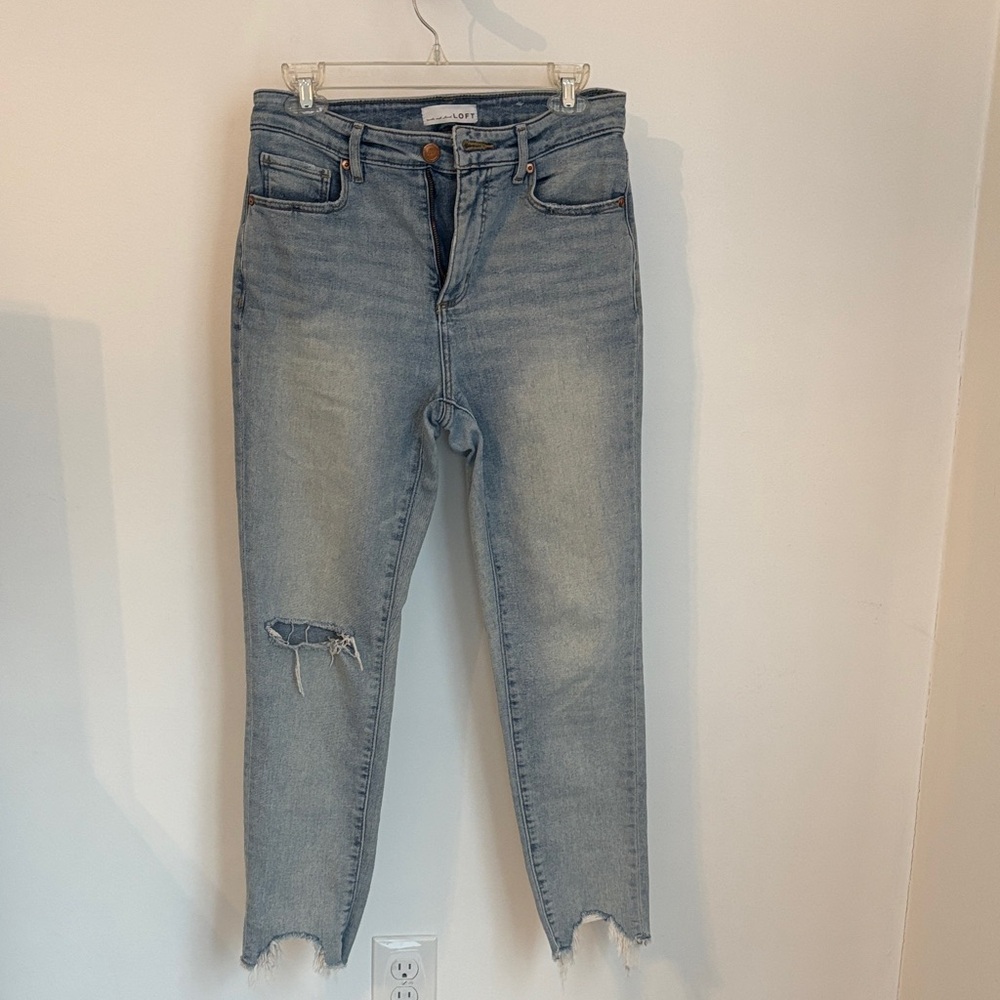 LOFT Light Blue Distressed Ankle Jeans
